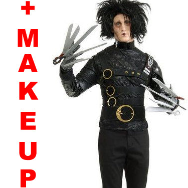 Edward Scissorhands Men's Fancy Dress Costume + Make Up