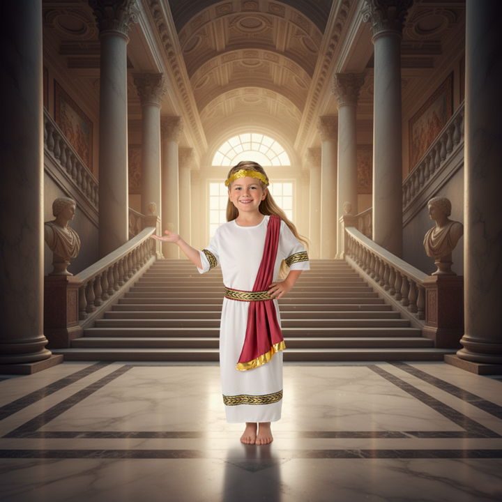 Girls Imperial Roman Empress Fancy Dress Kids Costume
