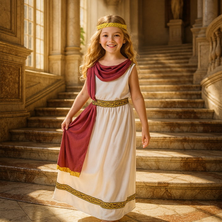 Girls Imperial Roman Empress Fancy Dress Kids Costume
