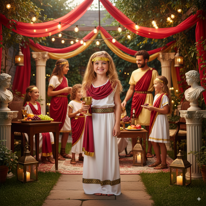 Girls Imperial Roman Empress Fancy Dress Kids Costume