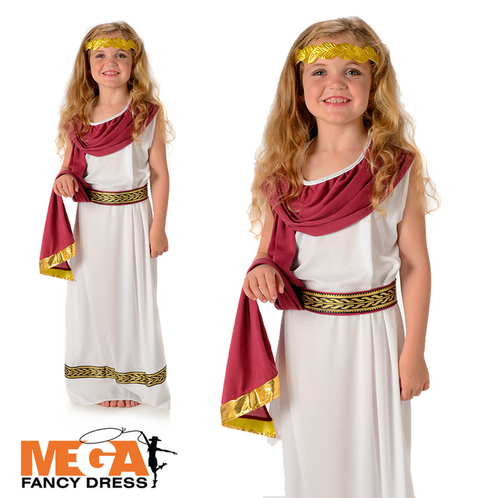 Girls Imperial Roman Empress Fancy Dress Kids Costume
