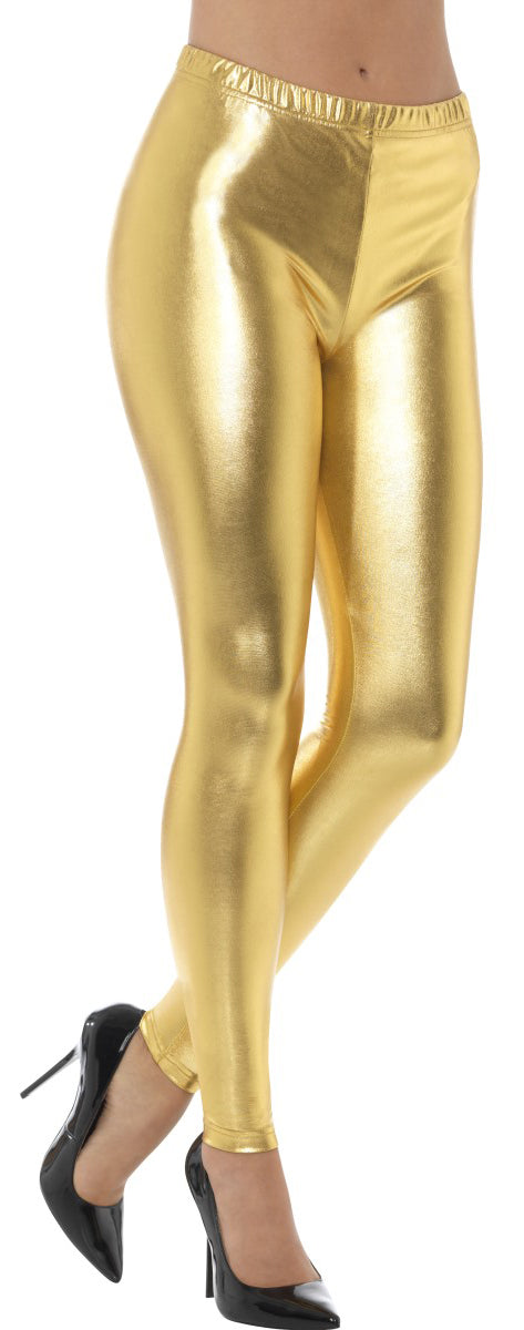 80s Metallic Disco Leggings Gold Ladies Costume Accessory