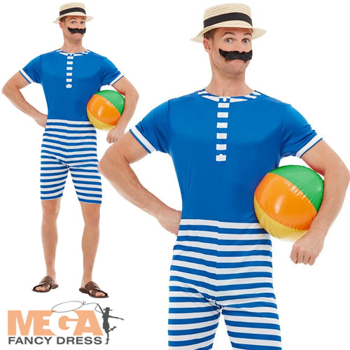 Men's 1920s Vintage Bathing Suit Beach Swimming Fancy Dress Costume – Mega Fancy  Dress UK