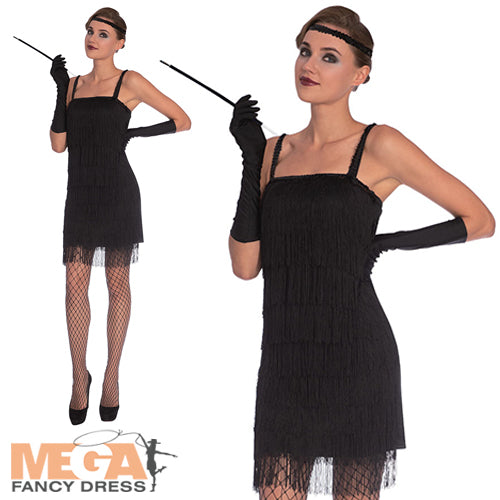Black Flapper Dress Ladies Costume