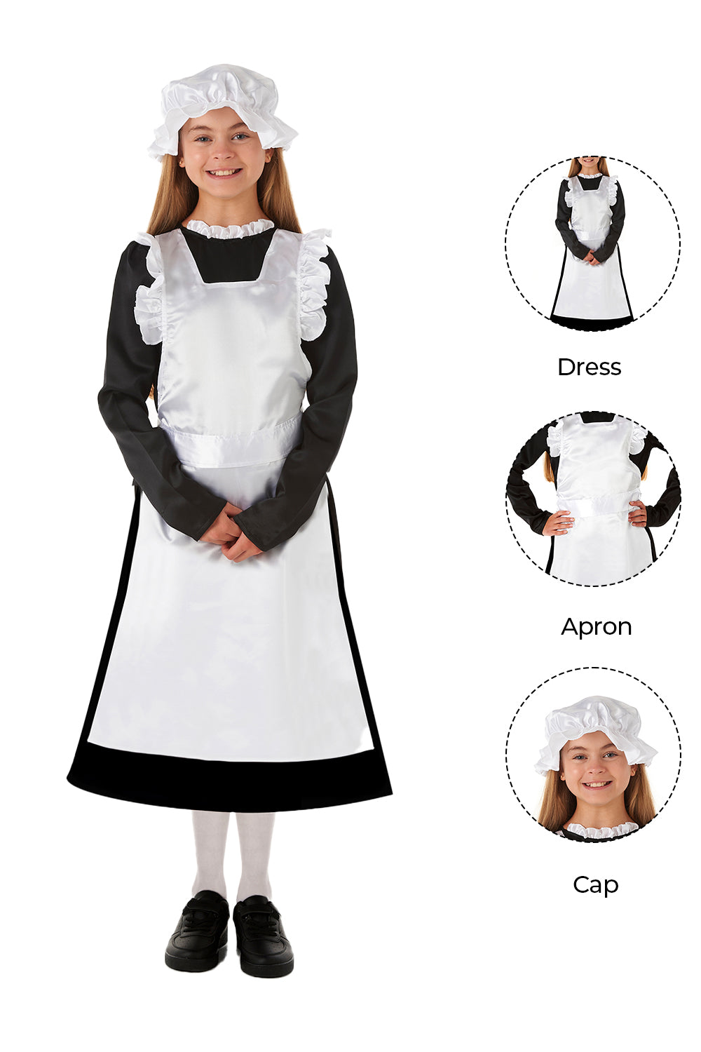 Victorian Girl Kids Maid Fancy Dress Costume