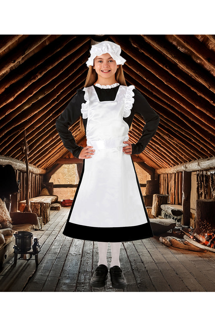 Victorian Girl Kids Maid Fancy Dress Costume