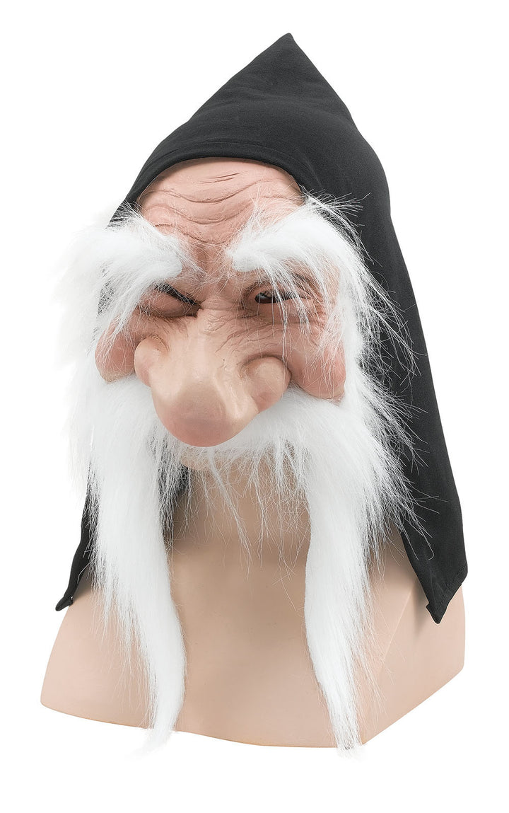 Black Hooded Gnome Mask with White Beard