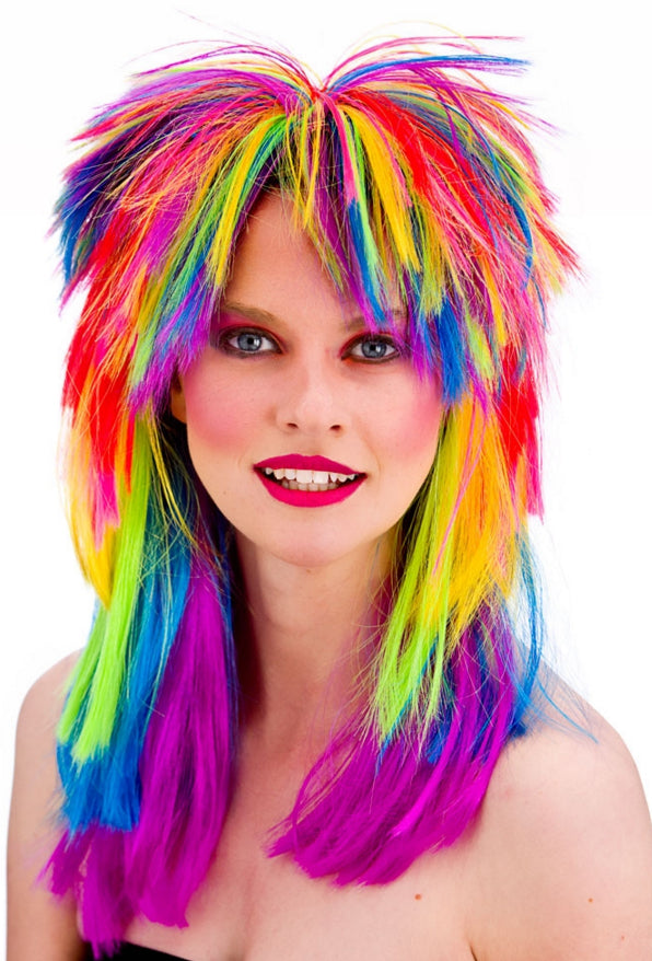 80s Pop Rainbow Adults Wig