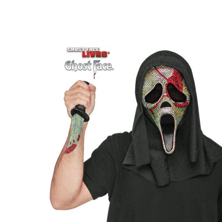 Licensed GhostFace Scream Bloody Bling Mask and Knife Halloween Accessory Set