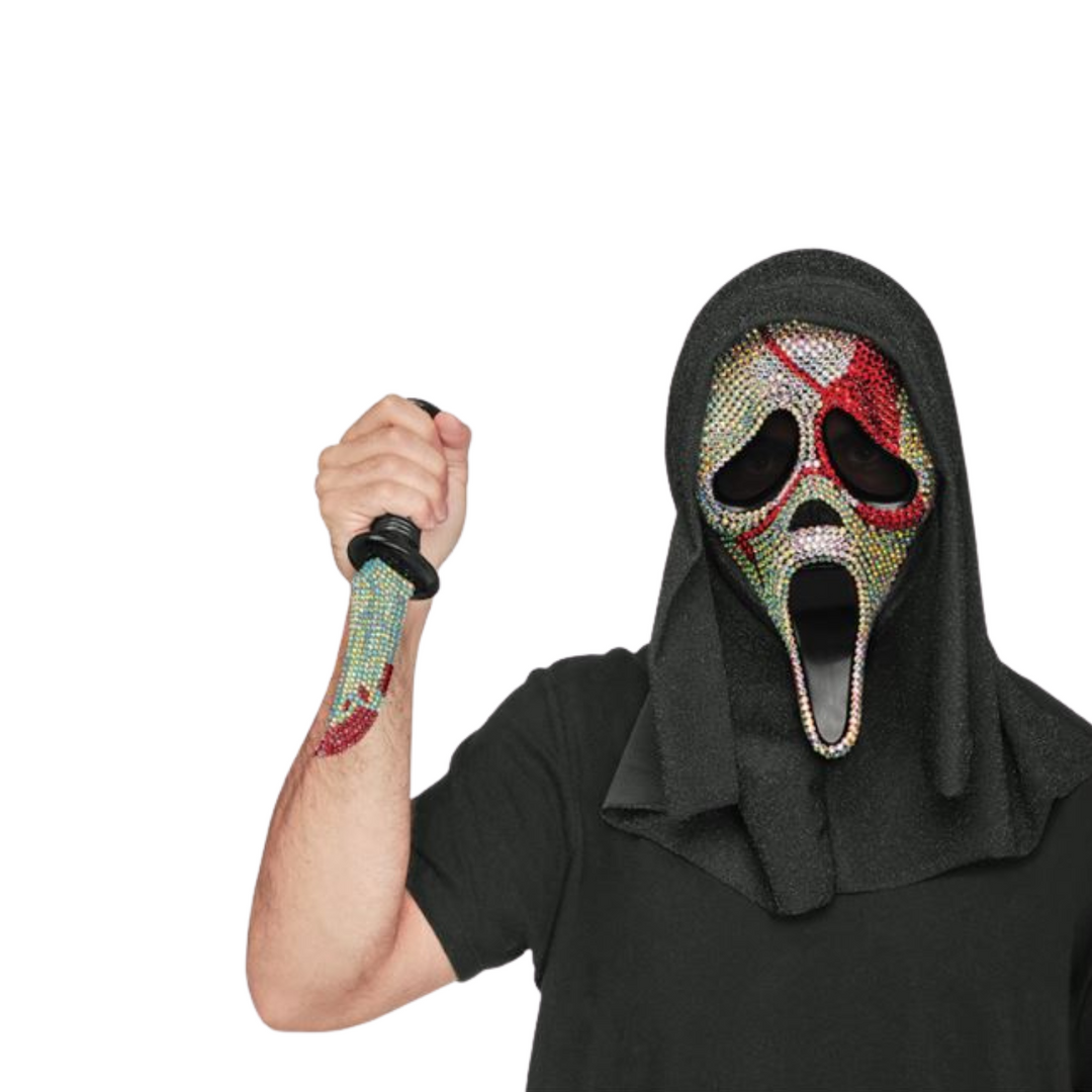 Licensed GhostFace Scream Bloody Bling Mask and Knife Halloween Accessory Set