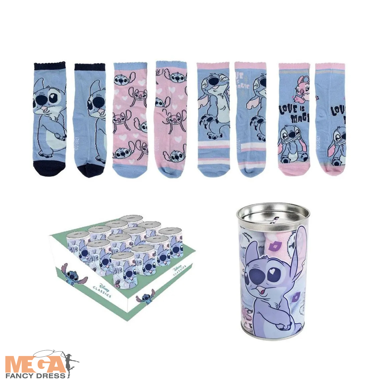 4 Pack Disney Lilo & Stitch Socks Mega Fancy Dress UK