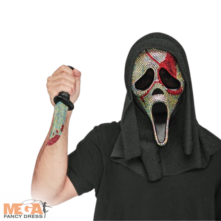 Licensed GhostFace Scream Bloody Bling Mask and Knife Halloween Accessory Set