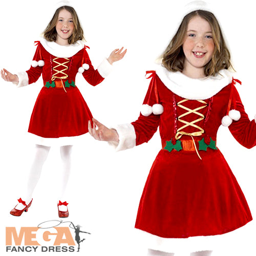 Kids Miss Santa Christmas Fancy Dress Costume