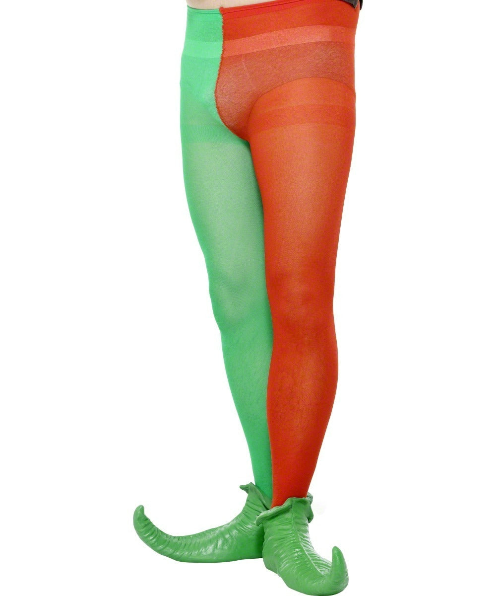 Red and Green Elf Tights Costume Accessory