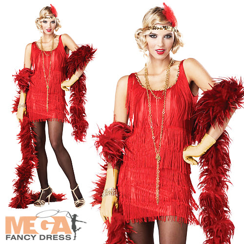 Red Fashion Flapper Costume 20s Fancy Dress