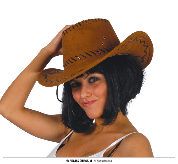 Synthetic Brown Leather Cowboy Hat