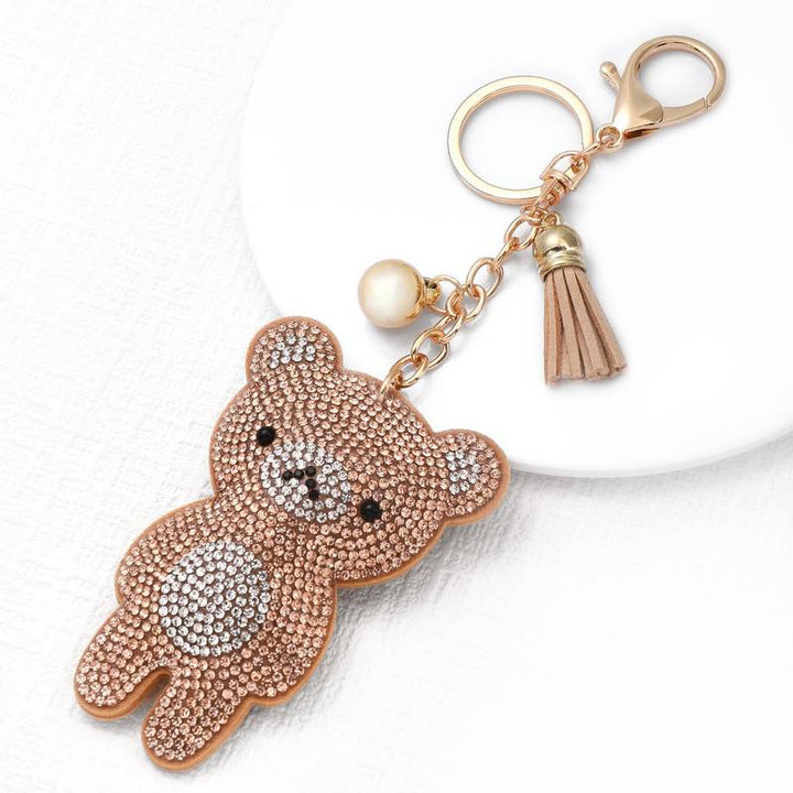 Velvet Rhinestone Keychain Pendant Handbag Charm