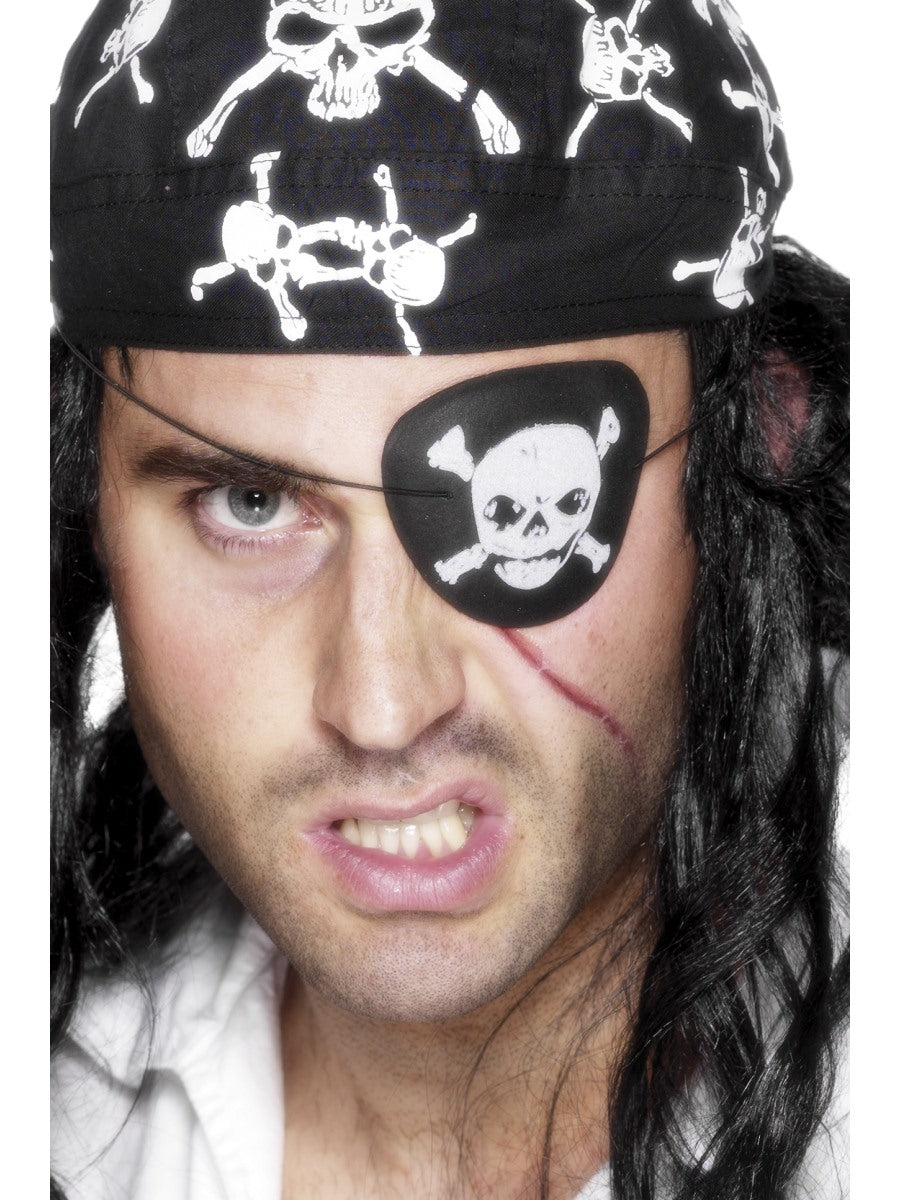 Adults Skull Crossbones Pirate Eyepatch Caribbean Fancy Dress Costume Accessory