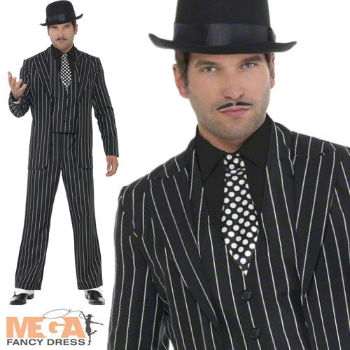 Mens Vintage 1920s Gangster Boss Mafia Suit Costume