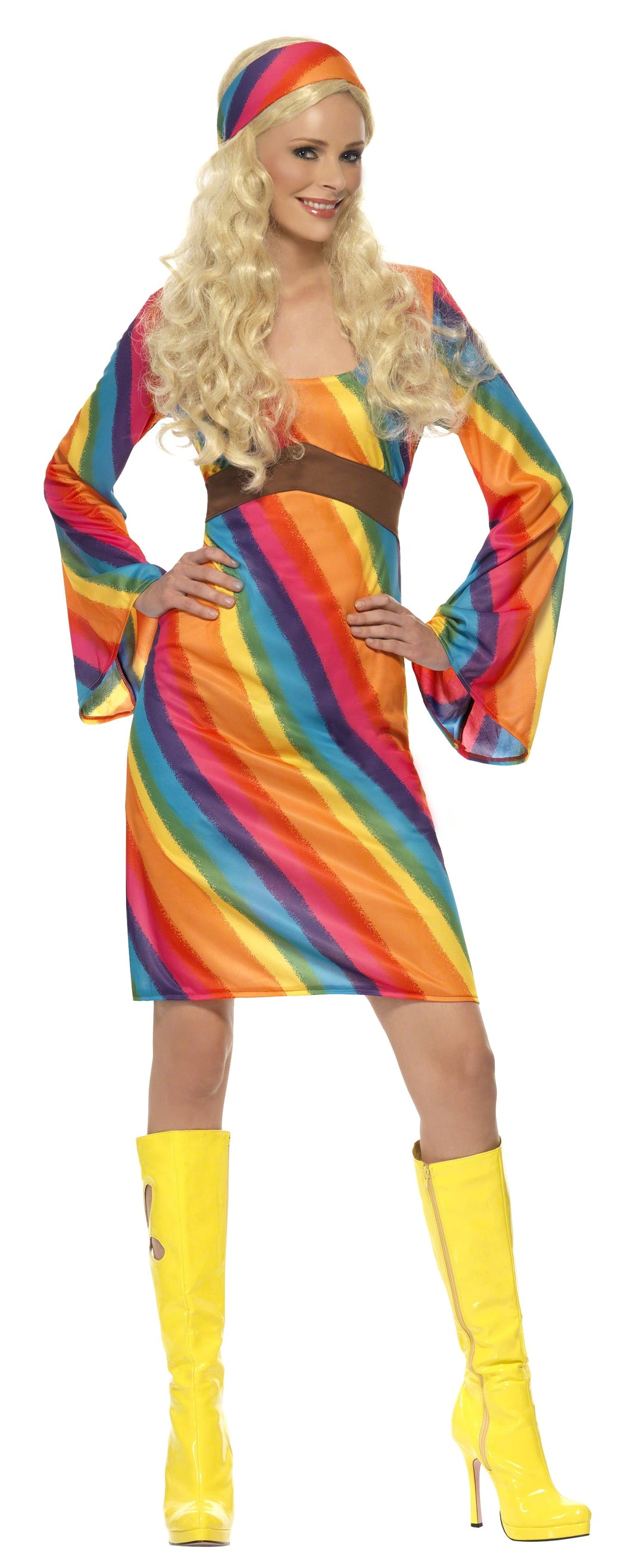 Ladies 60s Rainbow Hippie 70s Groovy Hippy Costume