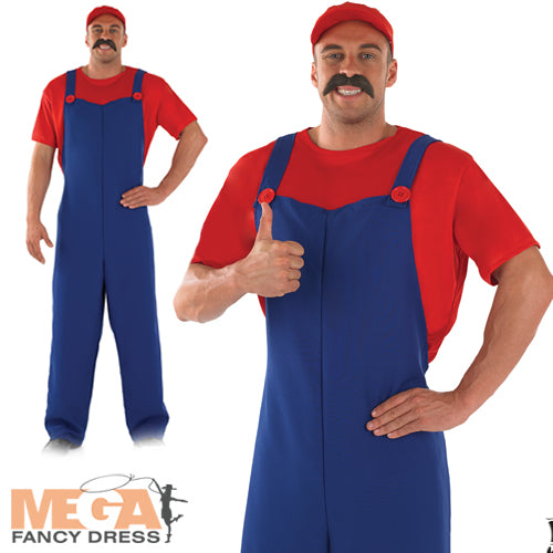 Mens Video Game Plumber 1980s Costume