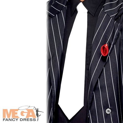 White Gangster Tie On Elastic Costume Accessory