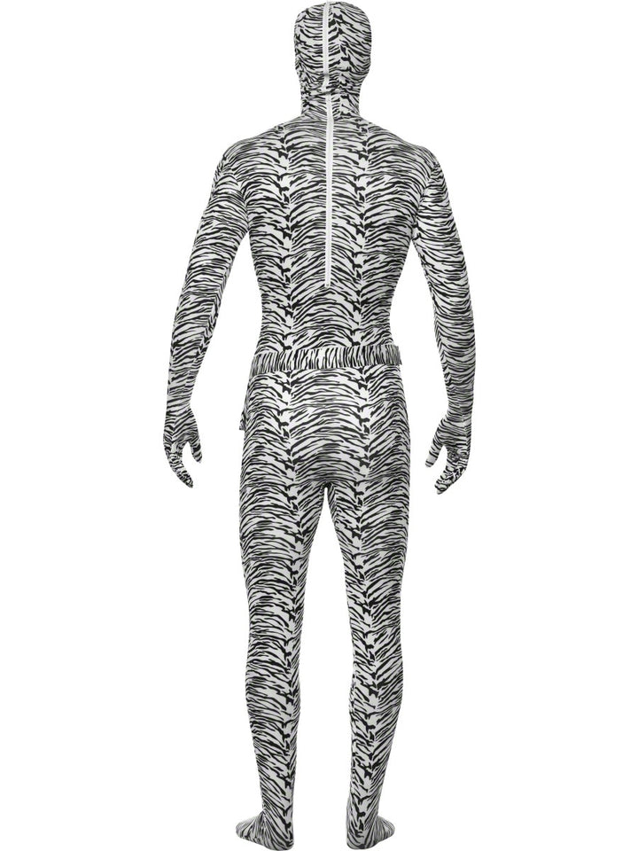 Men's Zebra 2nd Skin Fancy Dress Zoo Animal Lycra Bodysuit Costume