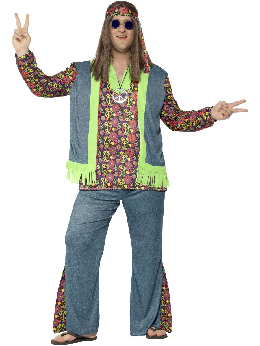 Men's Hippie 1960s 1970s Groovy Peace Costume