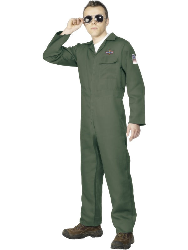 Mens Army Pilot Military Air Force Fancy Dress Costume