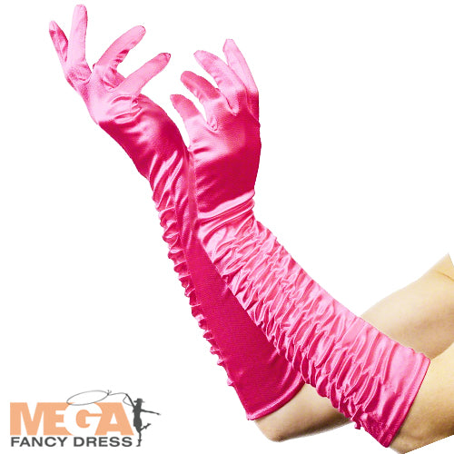Long Pink Temptress Gloves Glamorous Costume Accessory
