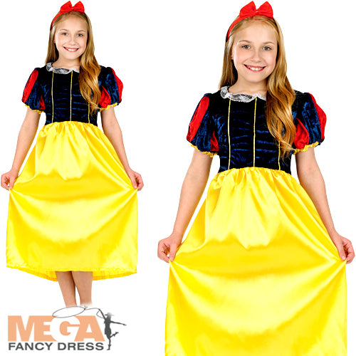 Fairytale Snow White Girls Fancy Dress Costume