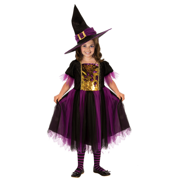 Girls Colour Magic Witch Halloween Costume