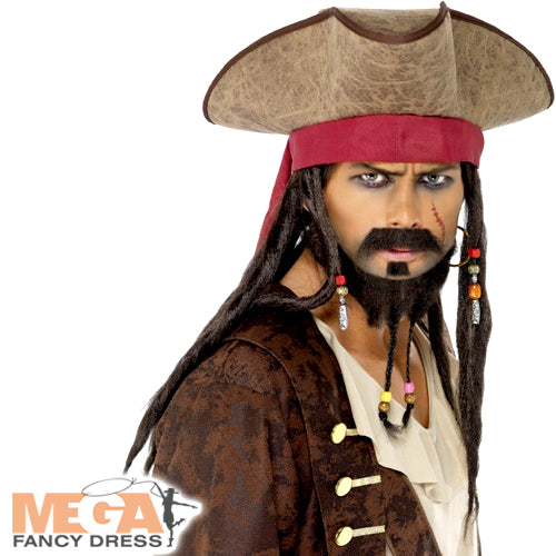 Pirate Hat With Dreadlocks Costume Accessory