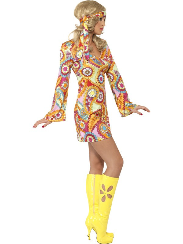Womens Hippy Chick 1960s Sixties Hippie Fancy Dress Costume