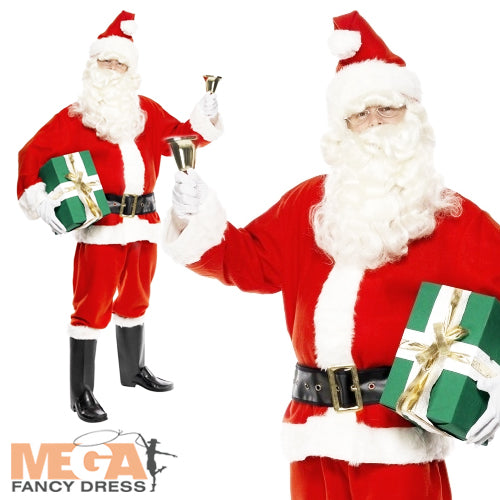 Men's Deluxe Santa Claus Christmas Fancy Dress Costume