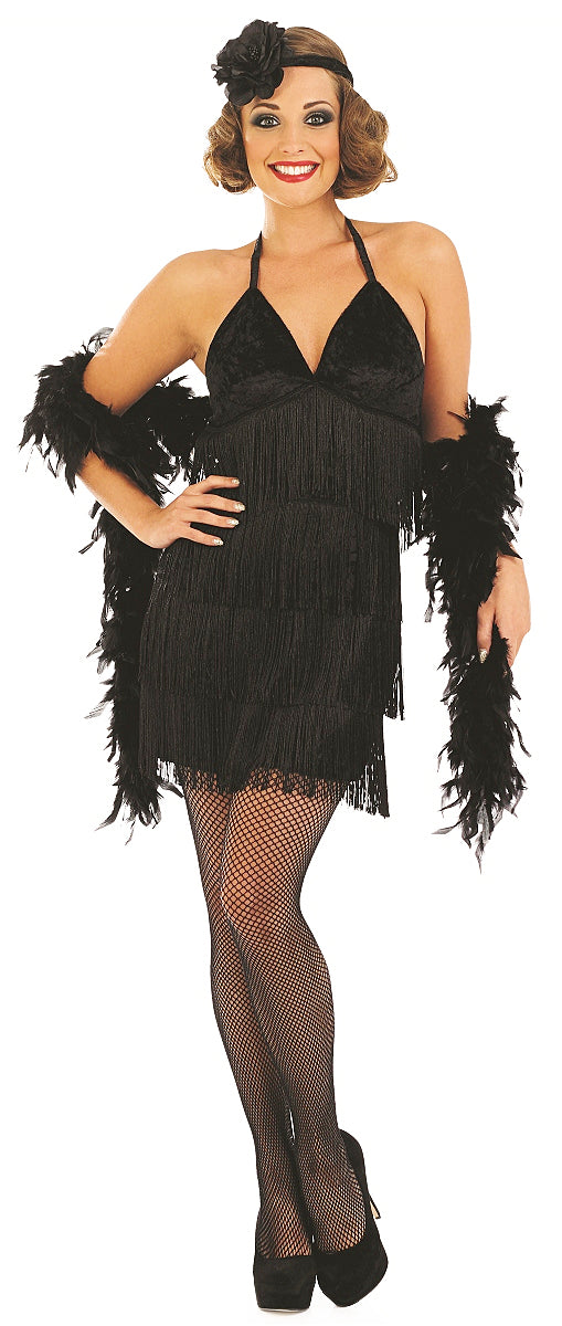 Ladies 1920s Black Flapper Charleston Gatsby Costume Dress