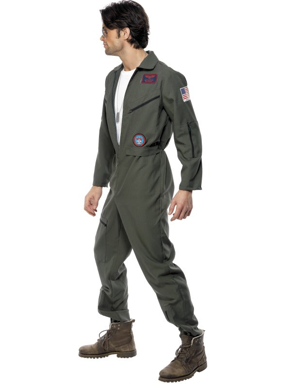 Men's Top Gun Deluxe 1980s Pilot Army Uniform Costume