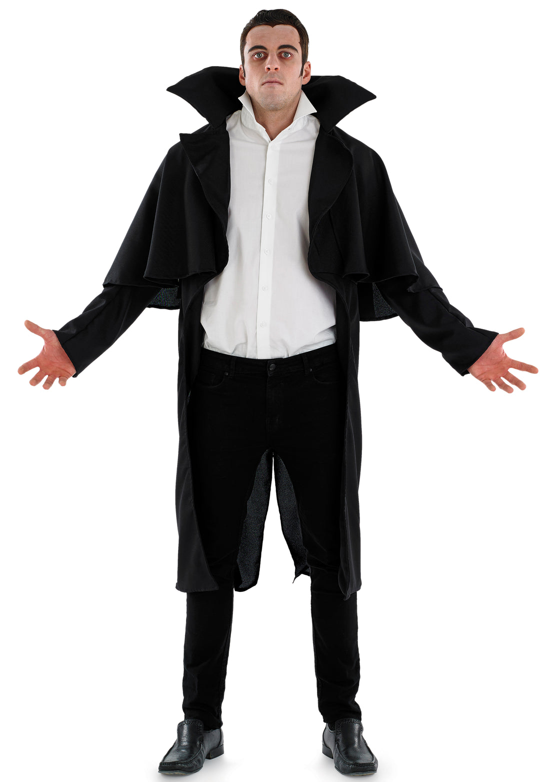 Mens Black Vampire Coat Gothic Fancy Dress