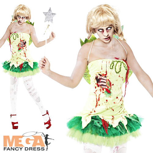 Ladies Zombie Fairy Fairytale Horror Halloween Fancy Dress Costume