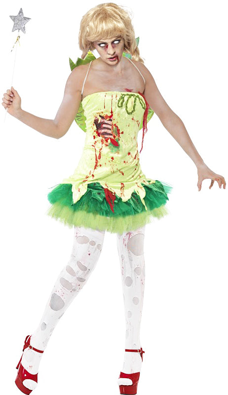 Ladies Zombie Fairy Fairytale Horror Halloween Fancy Dress Costume