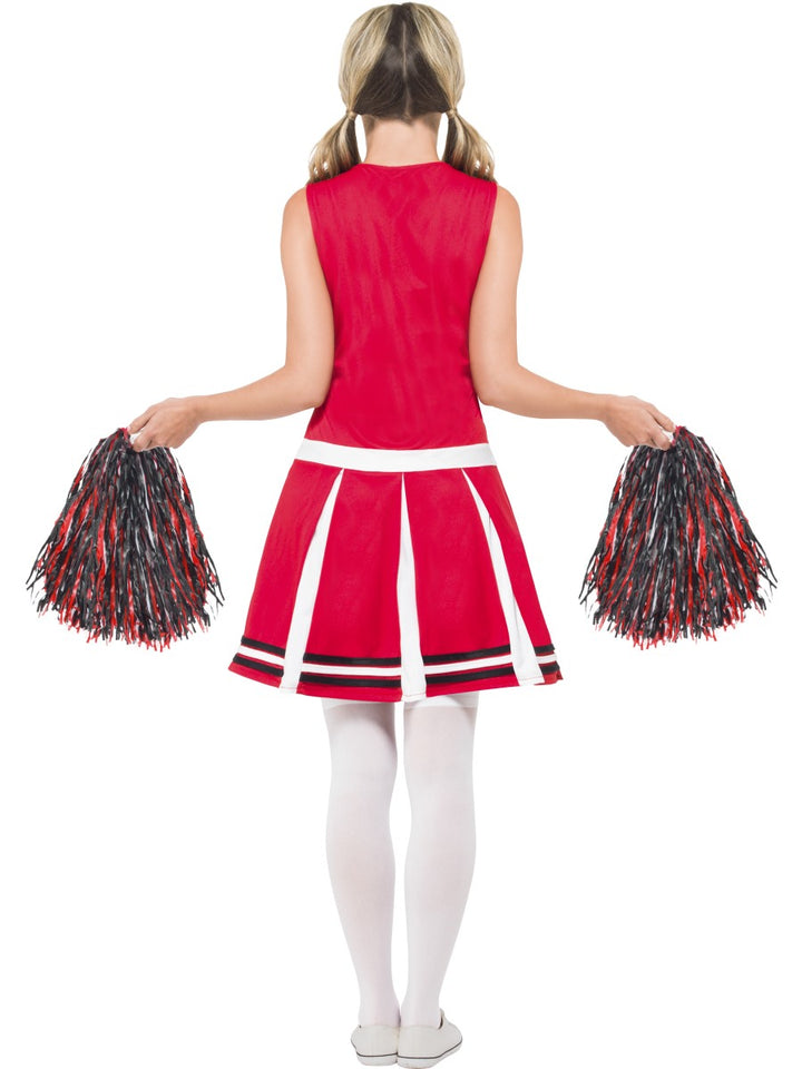 Ladies Cheerleader Sports Uniform Costume + Pom Poms
