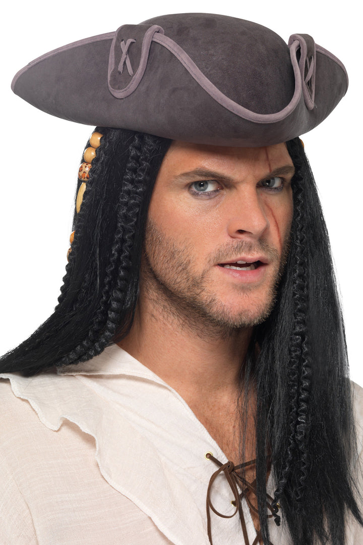 Adults Tricorn Pirate Captain Hat Caribbean Accessory