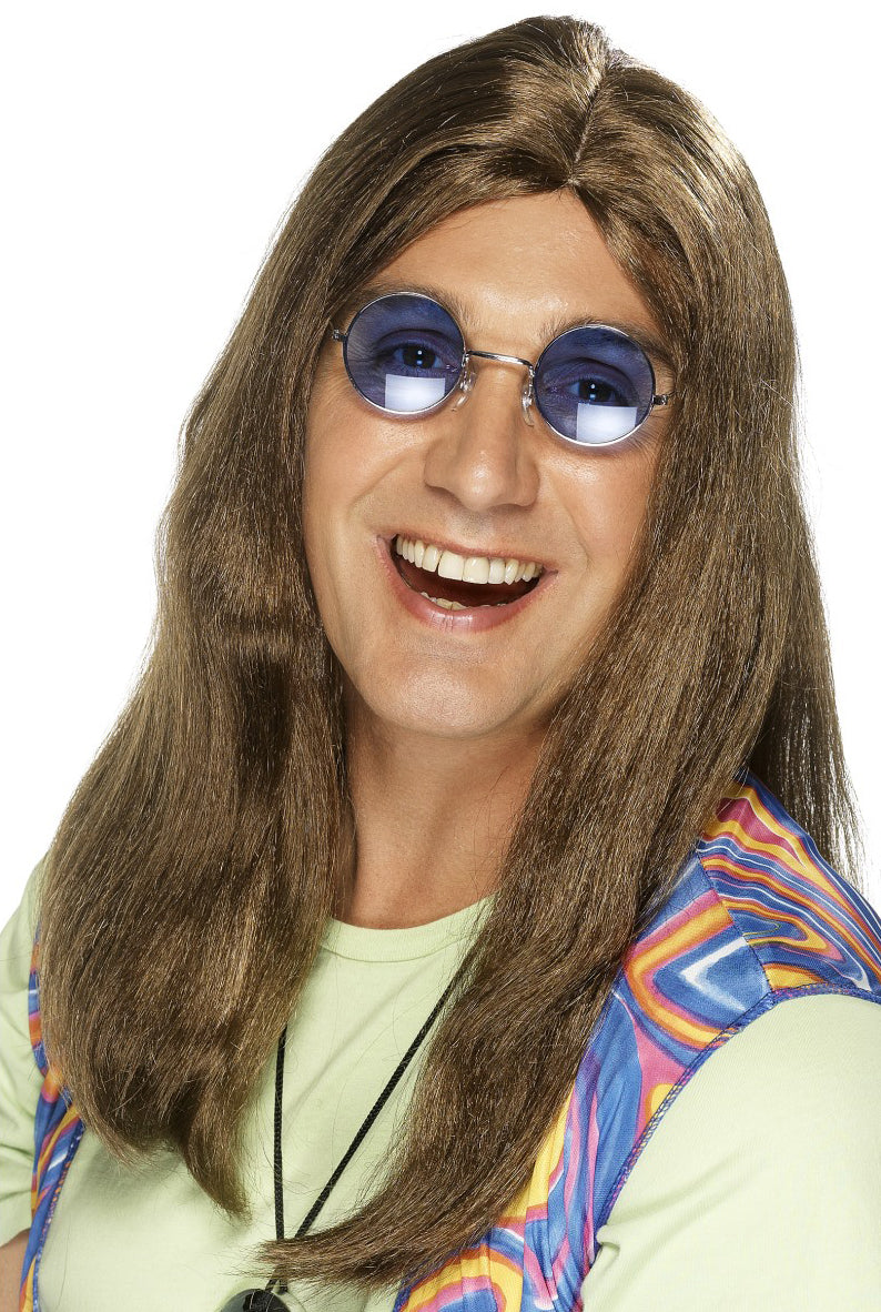 Brown Neil Hippy Wig Retro Costume Accessory