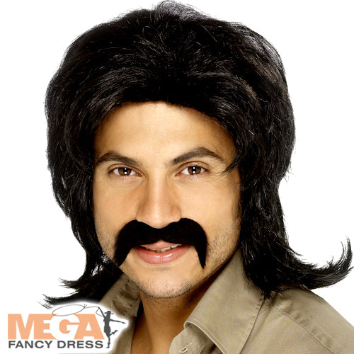 Black 70s Retro Mens Wig