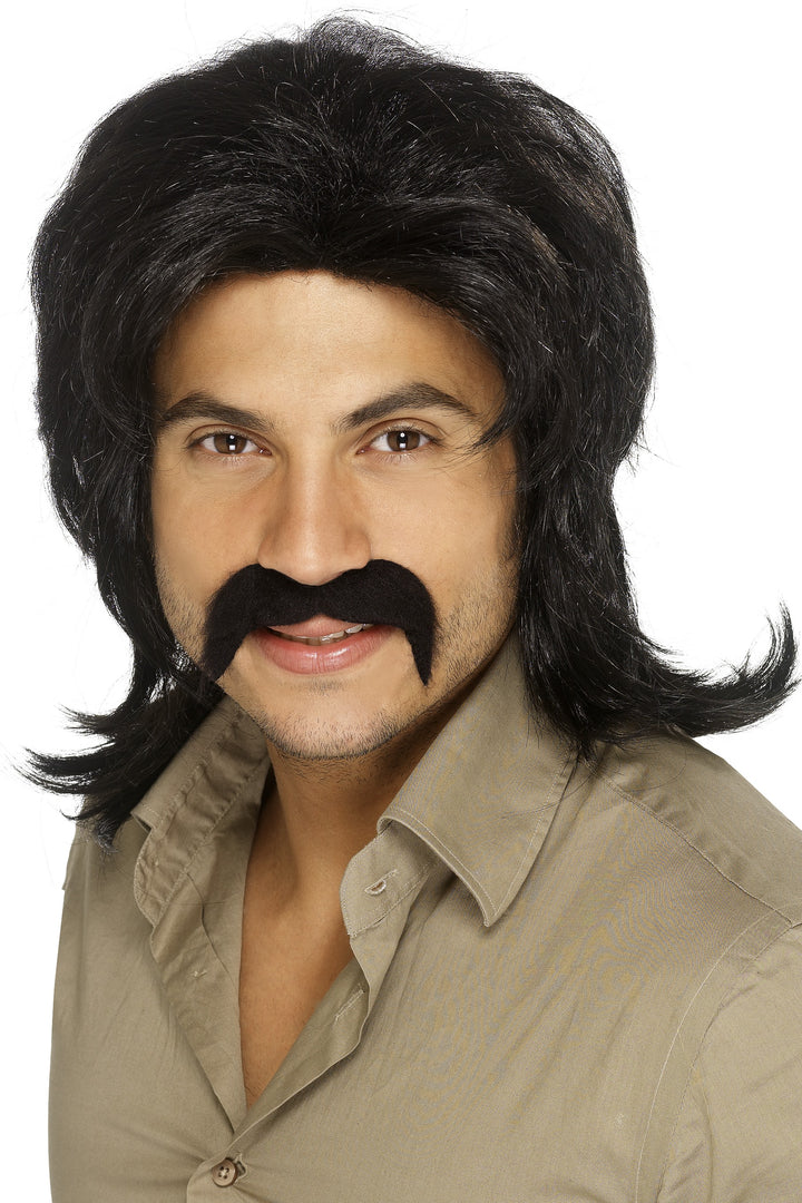 Black 70s Retro Mens Wig