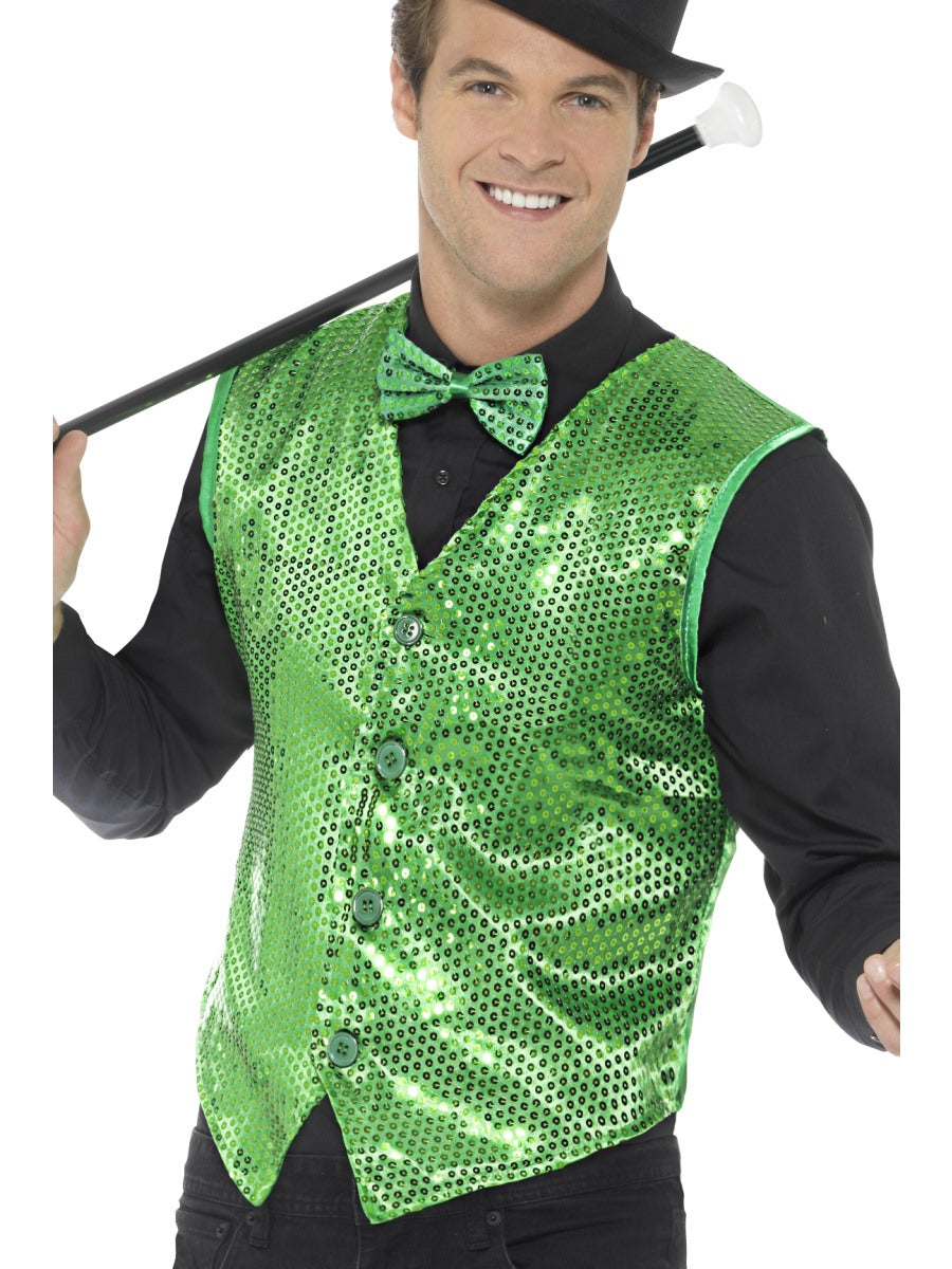 Sparkling Green Sequin Waistcoat