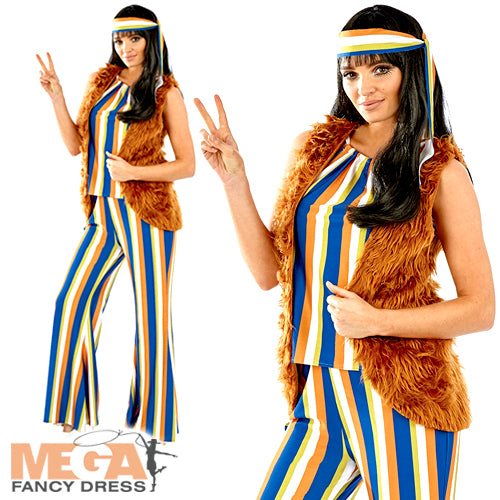 Ladies 60s Hippie Singer Retro Groovy Peace Costume