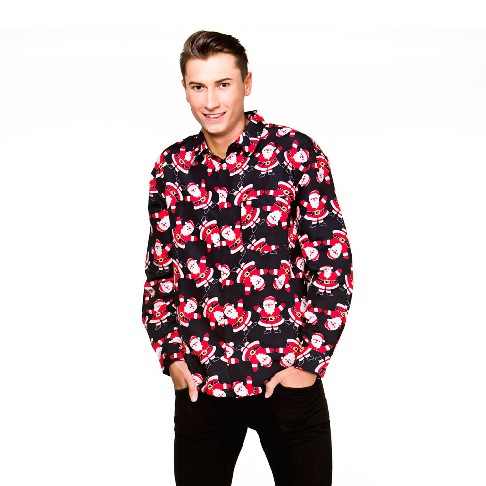 Men's Santa Christmas Print Holiday Shirt