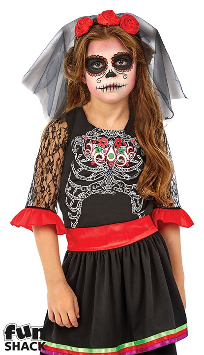 Girls Day Of The Dead Mexican Sugar Skeleton Halloween Costume