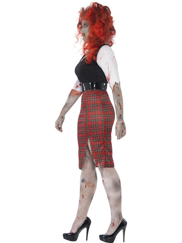 Curves Spooky Zombie School Girl Ladies Costume